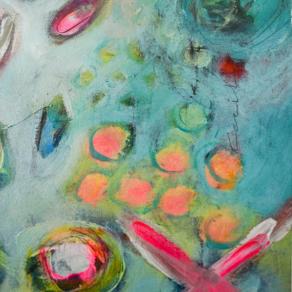 "XOXO" original abstract. artwork for sale by Cecile Walters